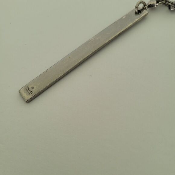 Authentic GUCCI Cell Phone Key Bag Charm Plaque Metal Silver Tone Designer - Picture 6 of 8